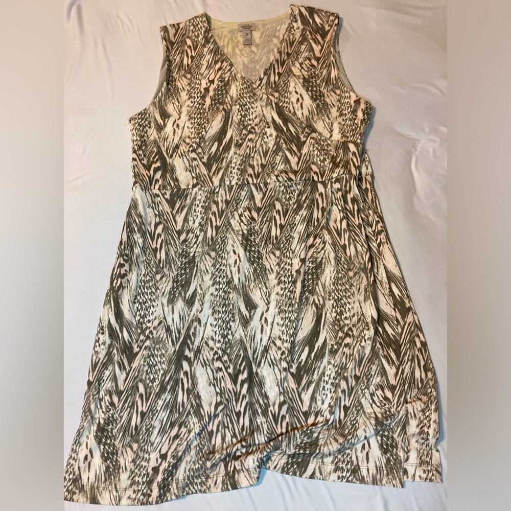 Easywear by Chico’s Womens Plus size 3 Pink, Cream Brown Business Casual Dress